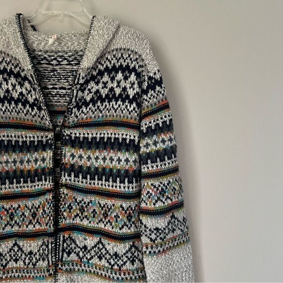 RAGA Boho Southwestern Hooded Cream Multi Color Duster Sweater Size M - Picture 5 of 11